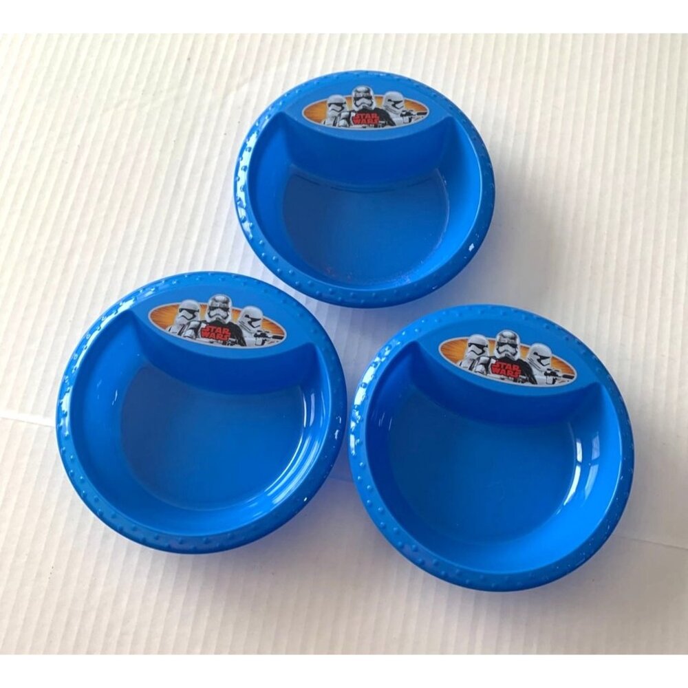 New Blue Star Wars Cereal Soup Bowls  Lot of 3 Red BPA Free Kids Plastic